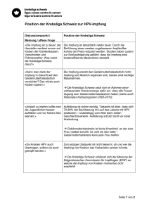 Position der Krebsliga Schweiz zur HPV