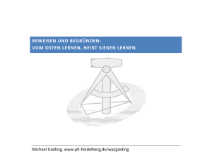 BEWEISEN UND BEGRÜNDEN: VOM OSTEN LERNEN, HEIßT