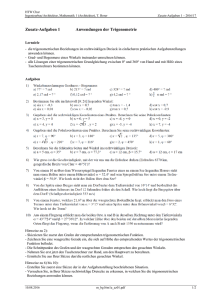 Zusatz-Aufgaben 1 Anwendungen der Trigonometrie