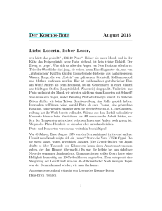 Der Kosmos-Bote August 2015 Liebe Leserin, lieber Leser,