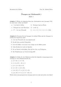 ¨Ubungen zur Mathematik 1 Blatt 1