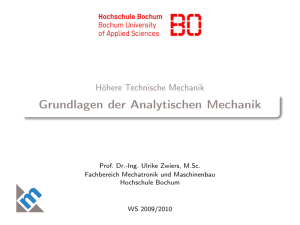 Grundlagen der Analytischen Mechanik