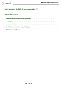 Fachhandbuch für F09 - Humangenetik (9. FS) Inhaltsverzeichnis