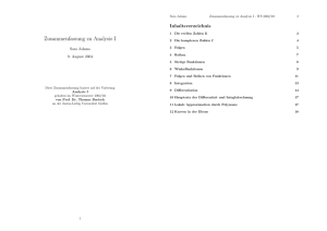 Zusammenfassung zu Analysis I