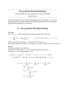 Die g-adische Bruchdarstellung §1 Die g