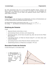 Grundlagen Einteilung der Dreiecke Besondere Punkte des Dreiecks
