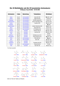 Die 20 Biofeldsalze und die 20 kanonischen Aminosäuren