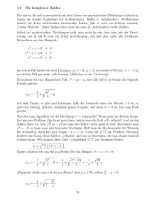 4.3 Die komplexen Zahlen Die ersten, die sich systematisch mit dem