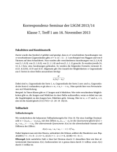 Korrespondenz-Seminar der LSGM 2013/14 Klasse 7, Treff 1 am 16