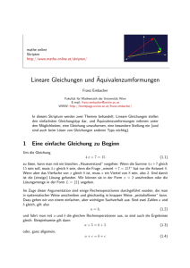 Lineare Gleichungen und¨Aquivalenzumformungen - Mathe