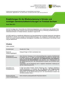 Empfehlungen für die Wiederzulassung in Schulen und sonstigen