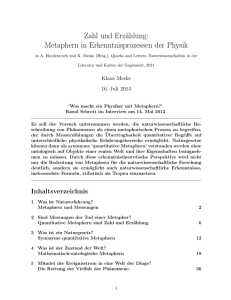 Zahl und Erzählung: Metaphern in Erkenntnisprozessen der