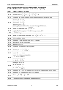 Errata (Korrekturverzeichnis) Buch Mathematik II, Geometrie für