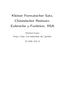 Kleiner Fermatscher Satz, Chinesischer Restsatz, Eulersche