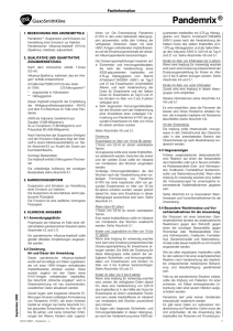 Fachinformation von GlaxoSmithKline zum Impfstoff Pandemrix