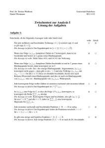 Zwischentest zur Analysis IL¨osung der Aufgaben