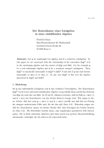 Der Zentralisator einer Liealgebra in einer einhüllenden Algebra