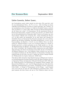 Der Kosmos-Bote September 2016 Liebe Leserin, lieber Leser,