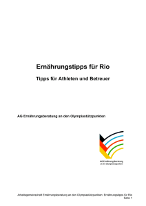 Ernährungstipps für Rio - Der Deutsche Olympische Sportbund