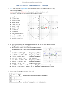 Sinus und Kosinus am Einheitskreis - Lösungen - mathe