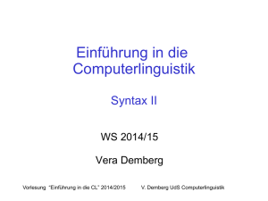 Syntax II - Computerlinguistik