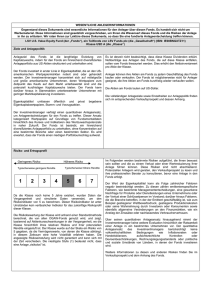 WESENTLICHE ANLEGERINFORMATIONEN Gegenstand dieses