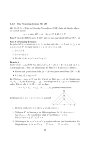 1.4.8 Das Pumping-Lemma für kfS kfG G=(T,N,→,Z) ist in Chomsky