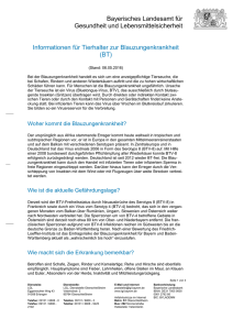 Merkblatt „Informationen für Tierhalter zur Blauzungenkrankheit (BT)