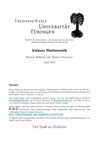 Vorkurs Mathematik Viel Spaß im Studium!