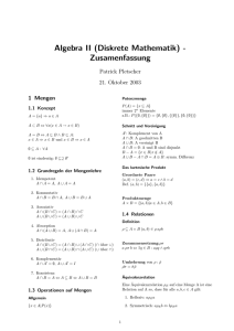 Algebra II (Diskrete Mathematik) - Zusamenfassung