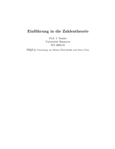 Einführung in die Zahlentheorie