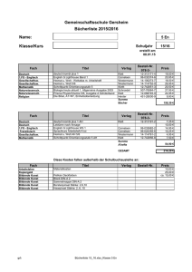 Name: Klasse/Kurs Gemeinschaftsschule Gersheim Bücherliste