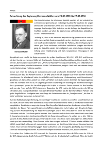 Betrachtung der Regierung Hermann Müller vom 29.06.1928 bis