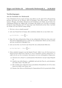 Folgen und Reihen 2b Informatik/Mathematik 9 24.09.2010