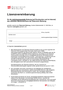 Lizenzvereinbarung - Österreich Werbung
