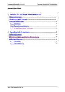 Inhaltsverzeichnis 1 Stellung der Astrologie in der Gesellschaft