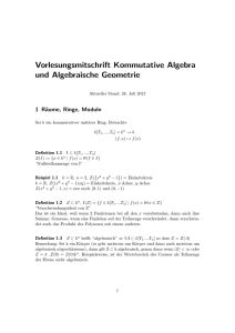 Vorlesungsmitschrift Kommutative Algebra und Algebraische