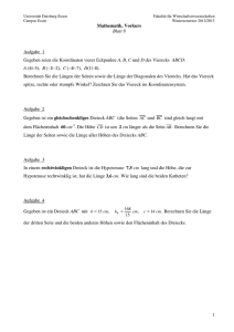 Mathematik, Vorkurs Blatt 8 1 Aufgabe 1 Gegeben seien die