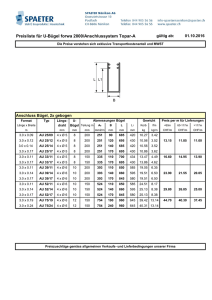 Preisliste für U-Bügel forwa 2000/Anschlussystem