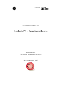 Analysis IV – Funktionentheorie