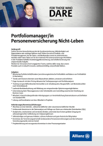 Portfoliomanager/in Personenversicherung Nicht-Leben