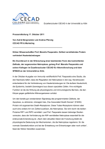 Exzellenzcluster CECAD in der Universität zu Köln Pressemitteilung