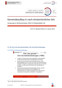 Gemeindeaufbau in nach-‐christentümlicher Zeit