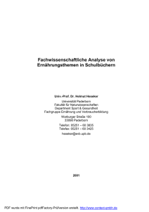 Fachwissenschaftliche Analyse von Ernährungsthemen in