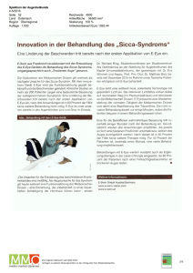 Innovation in der Behandlung des "Sicca-Syndroms"