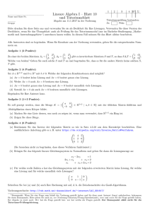 Lineare Algebra I – Blatt 10 und Tutoriumsblatt