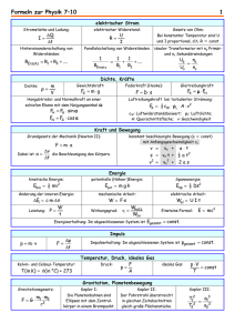 Formeln zur Physik 7–10 1