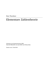 Elementare Zahlentheorie - auf der Homepage von Tobias Kohn