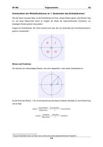 Konstruktion der Winkelfunktionen im 1. Quadranten des