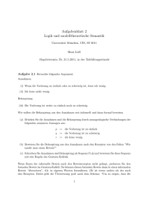 Aufgabenblatt 2 Logik und modelltheoretische Semantik